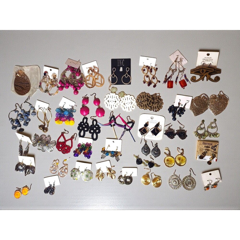 40 Pair Earring Lot Boho Dangle Statement Novelty Studs Wholesale Bulk Reseller
